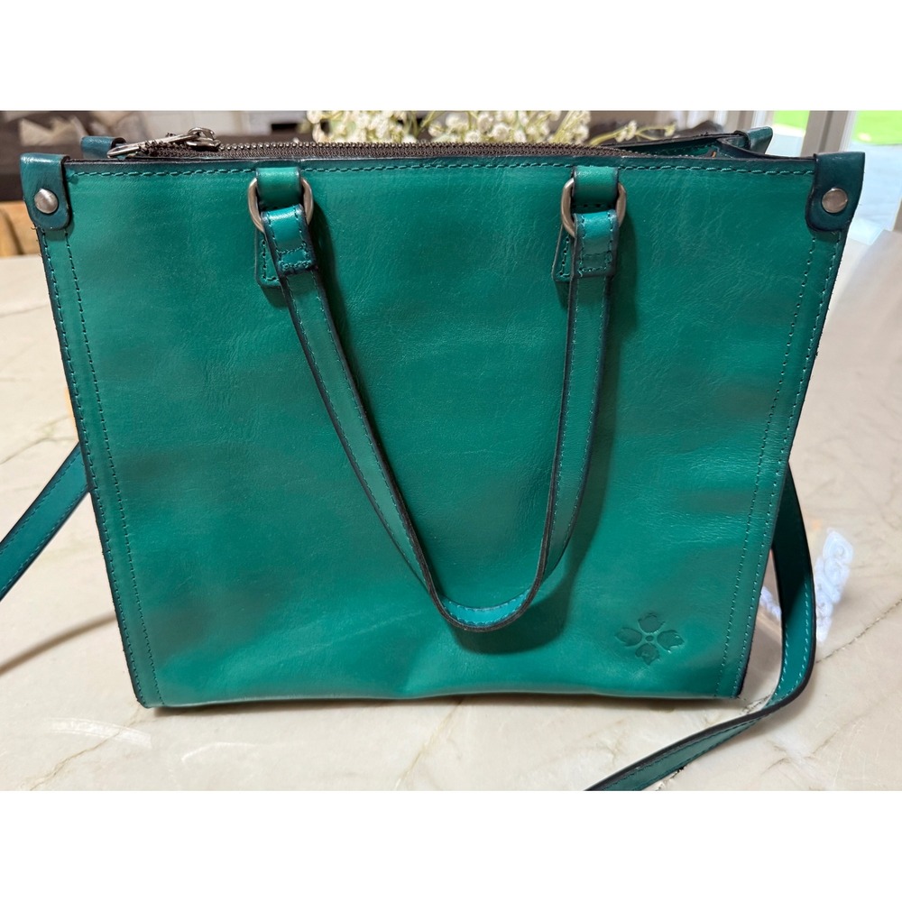 Patricia Nash Ava Medium Teal Leather Crossbody Tote Bag Satchel Purse